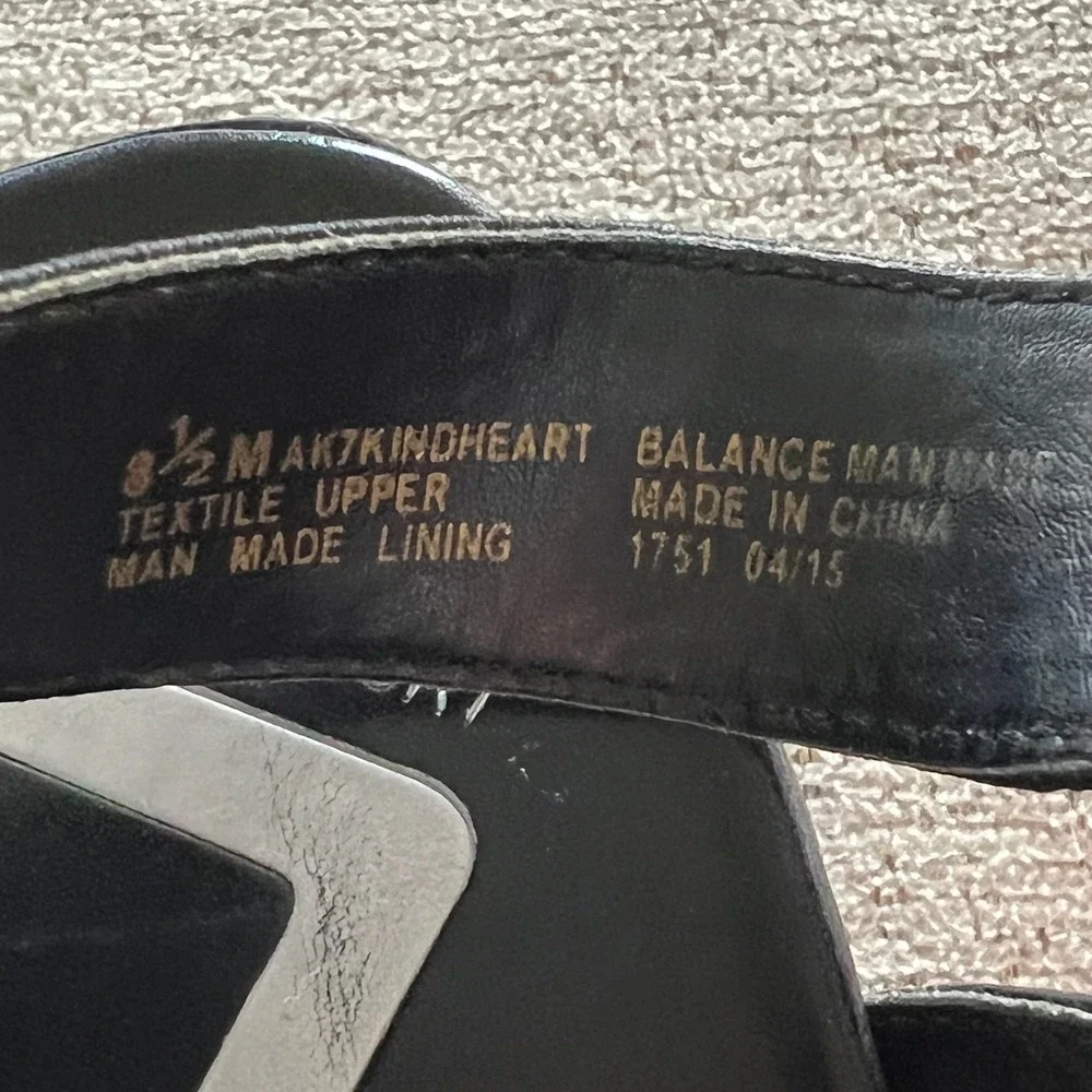 Anne Klein Sport‎ Kindheart Black Elastic Wedge Slingback Sandals Womens 8.5 M